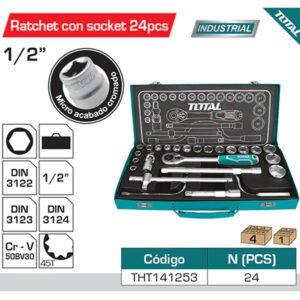Juegos Man LLAVE COPA JGO 24PCS 10 - 32MM CUADRANTE 1/2" // TOTAL THT141253