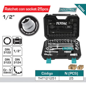 Juegos Man LLAVE COPA JGO 25PCS 10 - 32MM CUADRANTE 1/2" // TOTAL THT121251