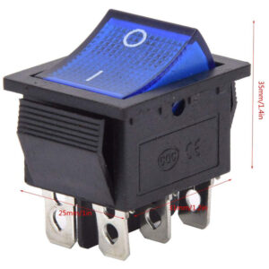 Otros Com. Switch Balancín Grande 4 Pin 2P1C, ON-OFF 20A/125V AC Neon 110V(Luz Azul).  TECHMAN SW-142BL