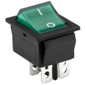 Otros Com. Switch Balancin Grande 4 Pines, 2P2C 20A/125V, ON-OFF, Color Luz Verde.  TECHMAN SW-144GN